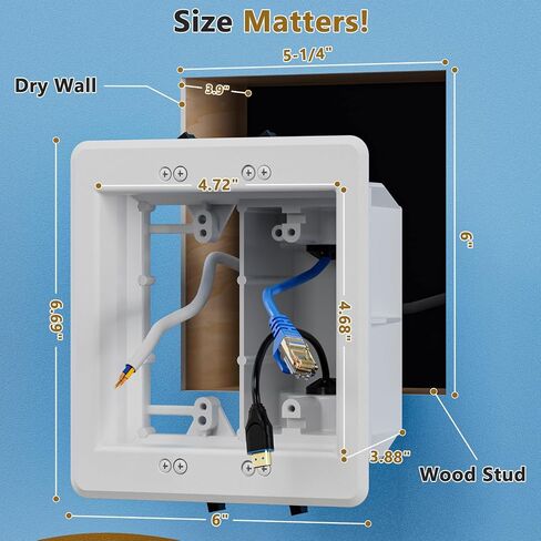TVBU505-1 Recessed Outlet Box, Recessed Electrical Box for Wall Mount TV, Outlet Mounting Box for New Construction&Retrofit Projects, Wall Outlet Box with Duplex & Decorator Style Covers,2-Gang in Saudi Arabia