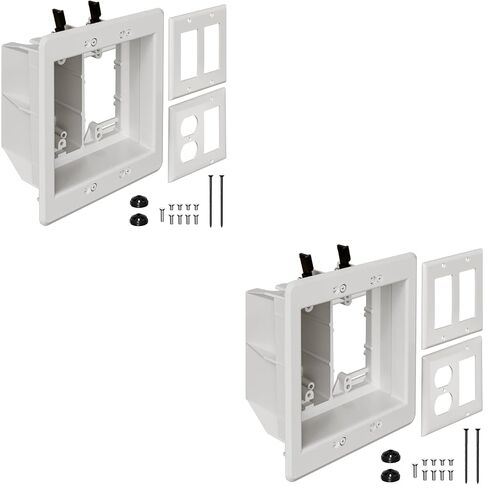TVBU505-1 Recessed Outlet Box, Recessed Electrical Box for Wall Mount TV, Outlet Mounting Box for New Construction&Retrofit Projects, Wall Outlet Box with Duplex & Decorator Style Covers,2-Gang in Saudi Arabia