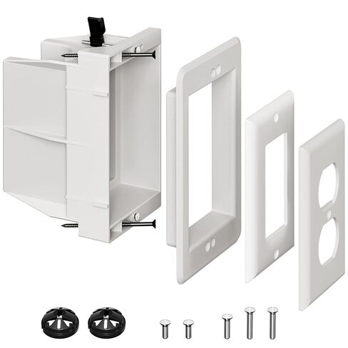 TVBU505-1 Recessed Outlet Box, Recessed Electrical Box for Wall Mount TV, Outlet Mounting Box for New Construction&Retrofit Projects, Wall Outlet Box with Duplex & Decorator Style Covers,2-Gang in Saudi Arabia