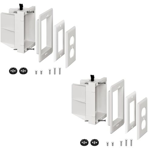 TVBU505-1 Recessed Outlet Box, Recessed Electrical Box for Wall Mount TV, Outlet Mounting Box for New Construction&Retrofit Projects, Wall Outlet Box with Duplex & Decorator Style Covers,2-Gang in Saudi Arabia