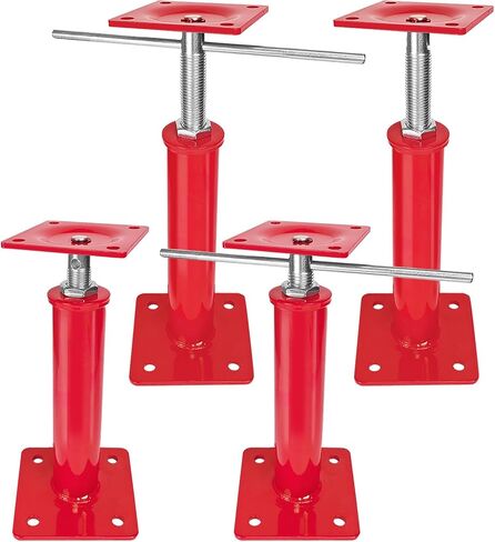4 Pack Adjustable House Floor Jacks, 11"-16" Height Range Jack Post for Leveling, 3-5 Ton Lod Capacity Heavy-Duty Basement Support Screw Jack for House Foundation, Stairs, Porches, Roof Beams, Red in Kuwait