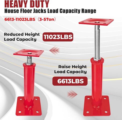 4 Pack Adjustable House Floor Jacks, 11"-16" Height Range Jack Post for Leveling, 3-5 Ton Lod Capacity Heavy-Duty Basement Support Screw Jack for House Foundation, Stairs, Porches, Roof Beams, Red in Kuwait