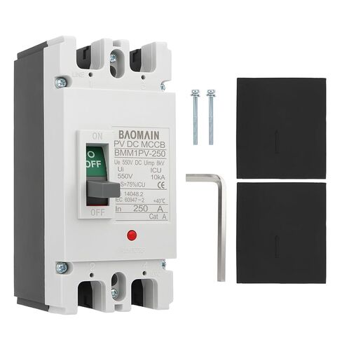 BAOMAIN 250A DC قاطع الدائرة 2P 550V مفتاح فصل الطاقة الشمسية MCCB | BMM1PV-250، مفتاح 550 فولت موثوق به لأنظمة البطاريات الشمسية 250 أمبير. حماية مثالية للخدمة الشاقة للمركبات الترفيهية والقوارب البحرية ومركبات ATV in Kuwait