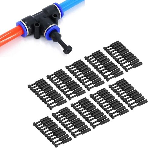 100Pcs 1/4in End Plug Pneumatic Connector, Quick Connect Plug for Composite Pipe, Push-in Tube Fitting, Plastic Material, Good Sealing Performance in Kuwait