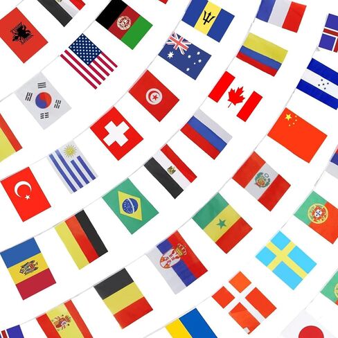 185Ft 200 Countries International String Flags-8"x5.5" International World Flags Bunting Banners for World Cup, Party Decorations, Bars, Sports Clubs, School Festivals, Celebrations(200) in Kuwait