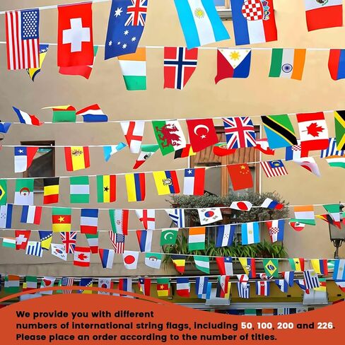 185Ft 200 Countries International String Flags-8"x5.5" International World Flags Bunting Banners for World Cup, Party Decorations, Bars, Sports Clubs, School Festivals, Celebrations(200) in Kuwait