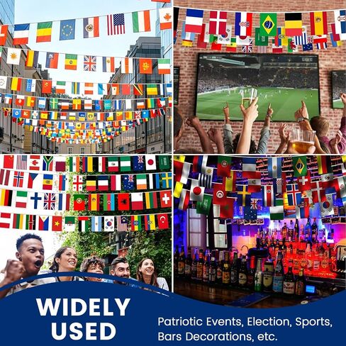 185Ft 200 Countries International String Flags-8"x5.5" International World Flags Bunting Banners for World Cup, Party Decorations, Bars, Sports Clubs, School Festivals, Celebrations(200) in Kuwait