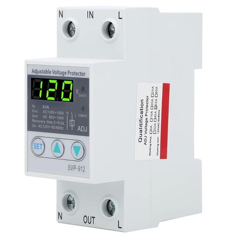 Ejoyous Voltage Protector Relay, SVP912 120VAC Adjustable SelfRecovery Under Voltage Automatic Reset Switch (63A) in Kuwait