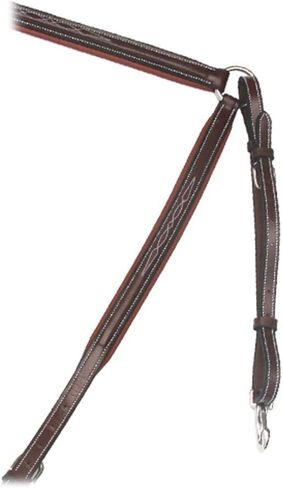 Exion Leather Breastplate for Horses with Adjustable Running Martingale Attachment- Square Raised Soft Padded Equestrian Horse Breast Plate Tack with Navy Elastic Inserts in Kuwait