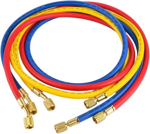 Professional HVAC Refrigerant Charging Hose Set,hvac hoses, Red Yellow Blue, 1/4 Inch Imperial, 48 Inch Length, 600 PSI Working Pressure, Compatible with R134a R22 R410a,2026 Upgrade in Kuwait