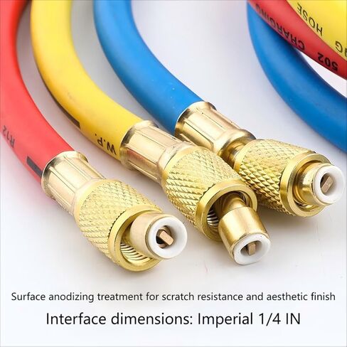 Professional HVAC Refrigerant Charging Hose Set,hvac hoses, Red Yellow Blue, 1/4 Inch Imperial, 48 Inch Length, 600 PSI Working Pressure, Compatible with R134a R22 R410a,2026 Upgrade in Kuwait