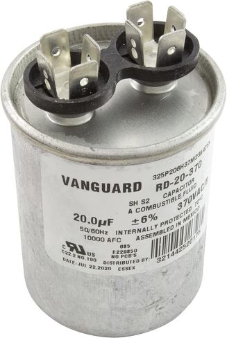 Vanguard Run Capacitor, 20 MFD, 370v, 1-3/4" x 2-7/8" in Kuwait