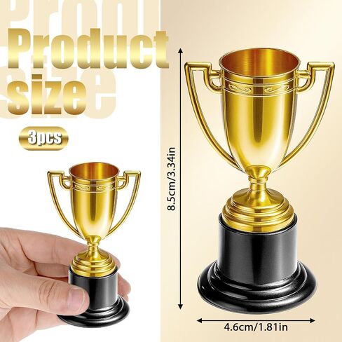 Mini Trophy, 3Pcs Gold Award Cup Plastic Tiny Small Trophy Cups for Sports Tournaments and Parties Winning Prizes in Kuwait