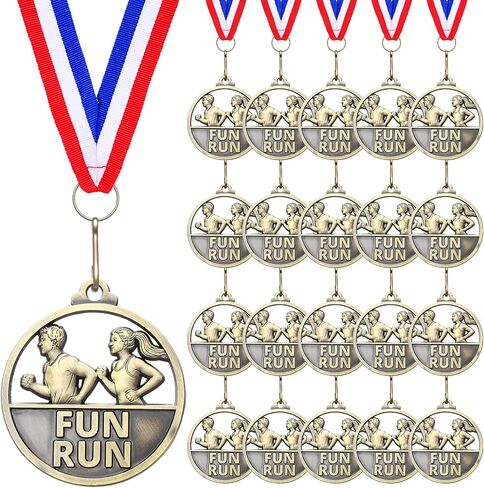Huquary 30 Pcs Fun Run Medals Bulk 2" Track and Field Medals Gold Running Trophy with Neck Ribbons for Sports Club Cross Country Tournaments Competition Team Adult Kids in Kuwait