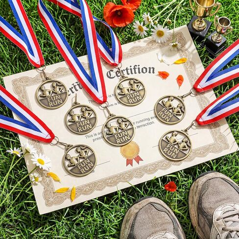 Huquary 30 Pcs Fun Run Medals Bulk 2" Track and Field Medals Gold Running Trophy with Neck Ribbons for Sports Club Cross Country Tournaments Competition Team Adult Kids in Kuwait