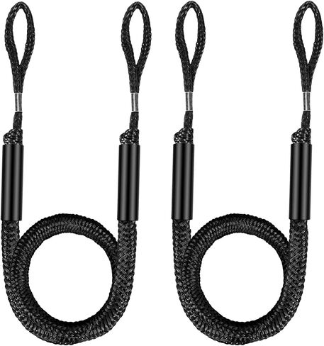 Boat Dock Lines - 4 Feet Shock Absorber Mooring Ropes with 316 Stainless Steel Clip,Boating Docking Ties,Boat Accessories for SeaDoo/Waverunner, Kayak, Pontoon(2-Pack) (Black with Clip) in Kuwait