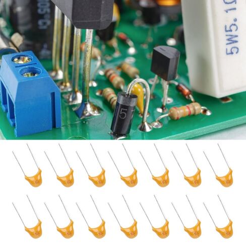 1000Pcs 0.1uF Ceramic Capacitors 5.08mm Pitch – 10% Tolerance 50V Disc Capacitors for Electronic Circuits, Bypass Applications in Kuwait