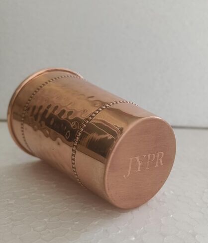 Hammered Pure Copper Water Drinking Glasses Set of 2 Large 13 Oz Drinking Cups Copper Ayurvedic Health Benefits Tumblers Beautiful Handcrafted Design Cup Best Gift in Kuwait