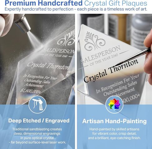 Personalized Crystal Sales Award Trophy – Diamond Shaped Recognition Plaque for Top Salesperson, Custom Engraved with Name & Company – Corporate Gift for Achievement (L - 9") in Kuwait