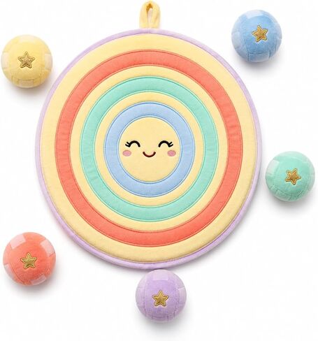Juju Soft Toss Target Game — Round Fabric Dartboard with Hook-and-Loop Fabric Balls — No-Sharp Indoor Outdoor Aim Game with Kawaii Face in Kuwait
