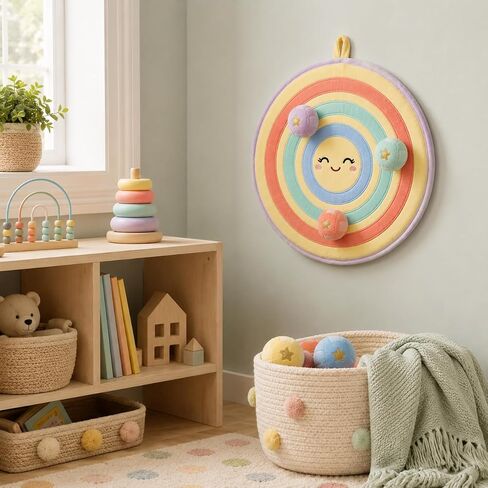 Juju Soft Toss Target Game — Round Fabric Dartboard with Hook-and-Loop Fabric Balls — No-Sharp Indoor Outdoor Aim Game with Kawaii Face in Kuwait
