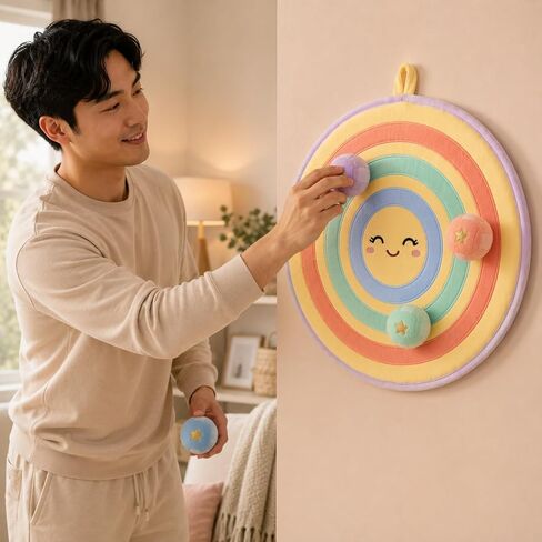 Juju Soft Toss Target Game — Round Fabric Dartboard with Hook-and-Loop Fabric Balls — No-Sharp Indoor Outdoor Aim Game with Kawaii Face in Kuwait
