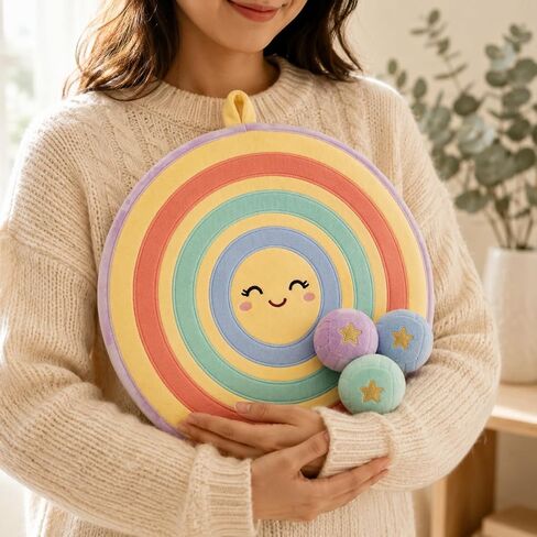 Juju Soft Toss Target Game — Round Fabric Dartboard with Hook-and-Loop Fabric Balls — No-Sharp Indoor Outdoor Aim Game with Kawaii Face in Kuwait