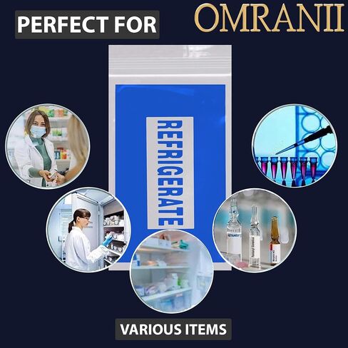 Printed Blue "Refrigerate" Zipper Reclosable Bags 2Mil, 4" X 6" & 1000Bags | LDPE Plastic Storage Bags with Zip Closure for Refrigeration Food Pharmacy Use | Resealable Storage for Freshness in Kuwait