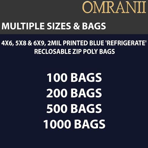 Printed Blue "Refrigerate" Zipper Reclosable Bags 2Mil, 4" X 6" & 1000Bags | LDPE Plastic Storage Bags with Zip Closure for Refrigeration Food Pharmacy Use | Resealable Storage for Freshness in Kuwait