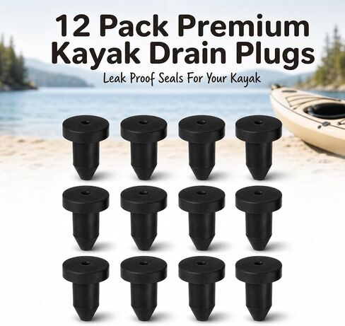 12Pcs Kayak Scupper Plugs - Universal Drain Plug Stoppers for Pelican & Sun Dolphin Kayaks, Ideal for Most Fishing Boats - Waterproof Rubber Plugs with Pull Ring for Easy Removal in Kuwait