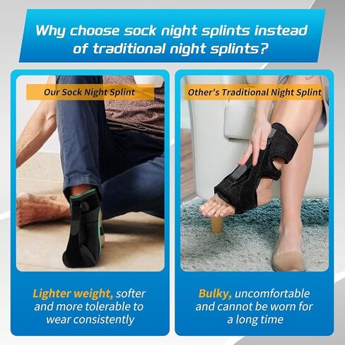 Upgraded Plantar Fasciitis Night Splint Sock with Massage Ball for Plantar Fasciitis Relief, Soft & Comfortable Foot Brace for Achilles Tendonitis Heal Spur Foot-drop Flat-arch for Women and Men, Small-Green in Kuwait