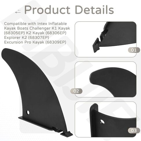 2 Pack 12181 Skeg Fin Rudder Compatible with Intex Inflatable Kayak Boats Challenger K1 Kayak (68305EP) K2 Kayak (68306EP), Explorer K2 (68307EP), Excursion Pro Kayak (68309EP) in Kuwait