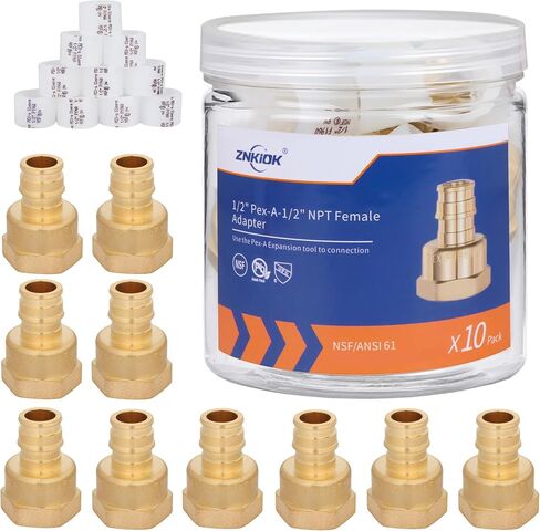 (Znkiok 10Pack)1/2 Inch Pex A Expansion Fittings,1/2" Pex-A-1/2"NPT Female Adapter,Long Service Life,Lead-Free Brass,NSF,UPC,ASTM F1960. in Kuwait
