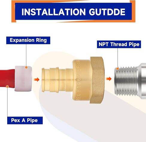 (Znkiok 10Pack)1/2 Inch Pex A Expansion Fittings,1/2" Pex-A-1/2"NPT Female Adapter,Long Service Life,Lead-Free Brass,NSF,UPC,ASTM F1960. in Kuwait