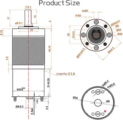 36GP-3530 Reduction Gear DC Brushed Reversible Torque 100KG.CM Full Metal Without Bracket_11RPM_24V Industrial Motors in Saudi Arabia