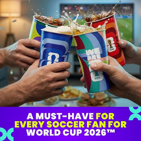 كوب زجاجي إصدار كأس العالم 2026 من FIFA - 4 قطع من الزجاج المقاوم للكسر سعة 16 أونصة - هدية لهواة الجمع المعتمدين من FIFA، نصف لتر قابل للتكديس - مثالي لحفلات كرة القدم والبوابات الخلفية in Kuwait