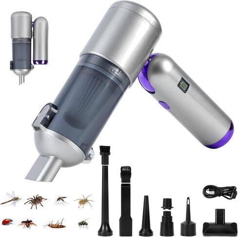 مكنسة AeroVac للسيارة V15 Pro، صائد مكنسة الحشرات، مكنسة كهربائية صغيرة محمولة باليد، 17 كيلو باسكال، مكنسة يدوية محمولة قوية، قابلة للطي 180 درجة قابلة لإعادة الشحن لشعر الحيوانات الأليفة والحشرات والعناكب والمنزل والسيارة والسفر والحديقة in Kuwait