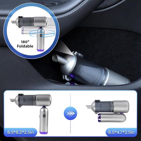مكنسة AeroVac للسيارة V15 Pro، صائد مكنسة الحشرات، مكنسة كهربائية صغيرة محمولة باليد، 17 كيلو باسكال، مكنسة يدوية محمولة قوية، قابلة للطي 180 درجة قابلة لإعادة الشحن لشعر الحيوانات الأليفة والحشرات والعناكب والمنزل والسيارة والسفر والحديقة in Kuwait