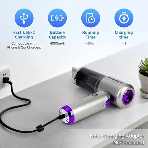 مكنسة AeroVac للسيارة V15 Pro، صائد مكنسة الحشرات، مكنسة كهربائية صغيرة محمولة باليد، 17 كيلو باسكال، مكنسة يدوية محمولة قوية، قابلة للطي 180 درجة قابلة لإعادة الشحن لشعر الحيوانات الأليفة والحشرات والعناكب والمنزل والسيارة والسفر والحديقة in Kuwait