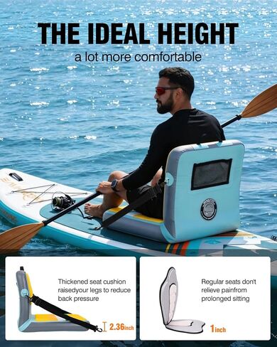 WOOWAVE Paddle Board Seat with Back Support, Portable Kayak Seats,Universal lnflatable Seat for Adults,Foldable Ergonomic Design，Use for Fishing Kayaking Canoeing Rafting in Kuwait