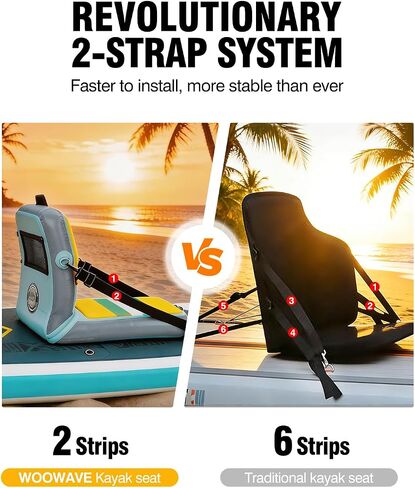 WOOWAVE Paddle Board Seat with Back Support, Portable Kayak Seats,Universal lnflatable Seat for Adults,Foldable Ergonomic Design，Use for Fishing Kayaking Canoeing Rafting in Kuwait