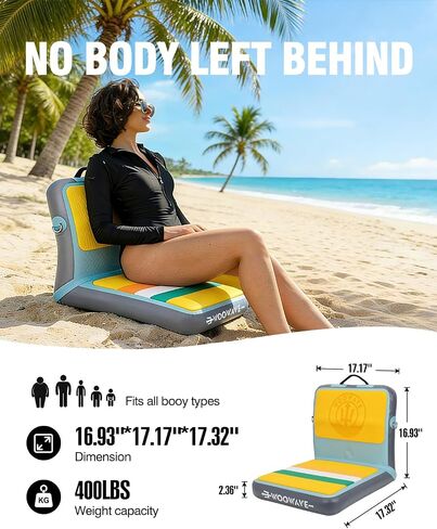 WOOWAVE Paddle Board Seat with Back Support, Portable Kayak Seats,Universal lnflatable Seat for Adults,Foldable Ergonomic Design，Use for Fishing Kayaking Canoeing Rafting in Kuwait