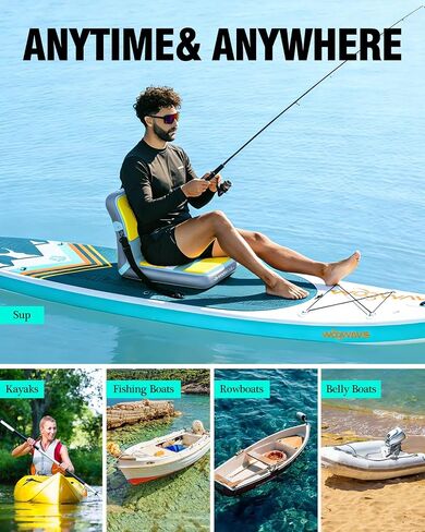 WOOWAVE Paddle Board Seat with Back Support, Portable Kayak Seats,Universal lnflatable Seat for Adults,Foldable Ergonomic Design，Use for Fishing Kayaking Canoeing Rafting in Kuwait