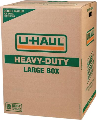 مجموعة صناديق النقل والشحن الكبيرة من U-Haul، من الورق المقوى عالي التحمل بجدار مزدوج، 18 × 18 × 24 بوصة، سعة 80 رطل - مجموعة مكونة من 10 صناديق ولفة واحدة من شريط بطول 55 ياردة in Kuwait
