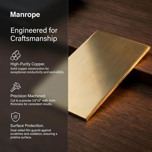 2 Pieces 99.9% Pure Copper Sheet 3.9" x 2", 2mm(0.079") | Thickness Copper Plates, Pure Copper Sheets Metal, Copper Plates for Crafts for Jewelry Making, Crafts, Repairs in Kuwait