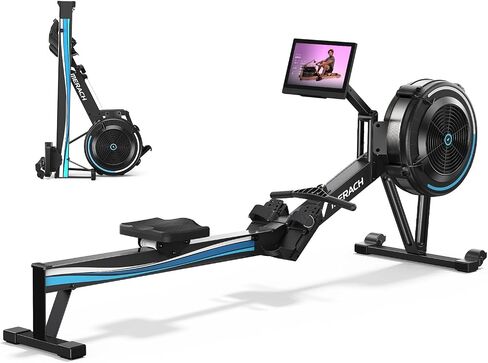 MERACH Rowing Machines with 15.6" HD Screen, Adjustable Air Resistance Professional Indoor Rowing Machine for Home with 440LBS Weight Capacity, Ergonomic Comfort Seat, Device Holder, Easy Storage in Kuwait