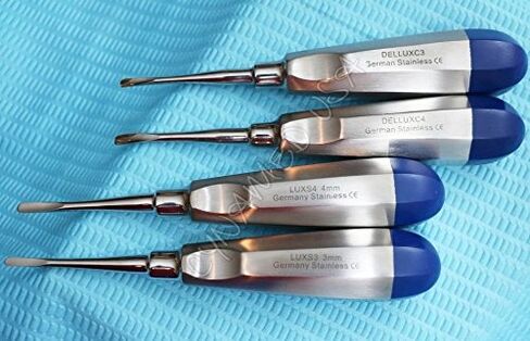 German 4 PCS Straight and Curved 3MM and 4MM Dental Surgery Extraction LUXATING Elevator Blue in Kuwait