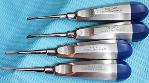 German 4 PCS Straight and Curved 3MM and 4MM Dental Surgery Extraction LUXATING Elevator Blue in Kuwait