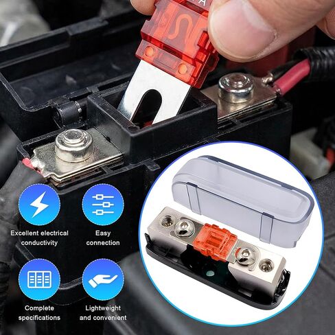 18 PCS Mini ANL Fuse, 20A/30A/40A/50A/60A/80A/100A/125A/150A Vehicle Plated Fuses Assortment, Heavy Duty 9 Sizes Blade ANL Fuse Kit for Car Audio Video Electric System in Kuwait