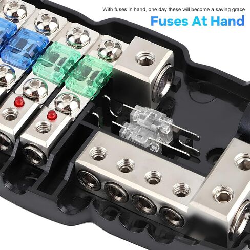18 PCS Mini ANL Fuse, 20A/30A/40A/50A/60A/80A/100A/125A/150A Vehicle Plated Fuses Assortment, Heavy Duty 9 Sizes Blade ANL Fuse Kit for Car Audio Video Electric System in Kuwait